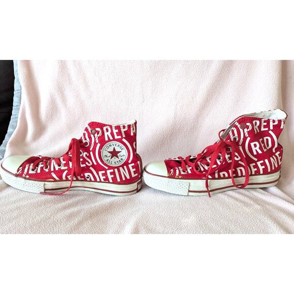 Vintage Y2K Converse Cherry Hi-top Lace Up Sneaker Shoes - Size 8 - Picture 4 of 8